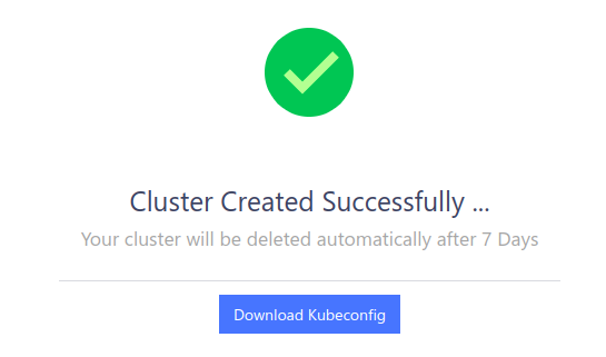 Cluster crestion successful meassage 