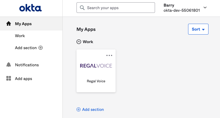 Regal Voice as displayed on the End User Dashboard