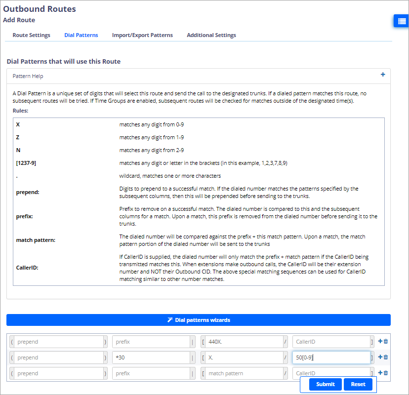 Screenshot of the **Pattern Help** screen