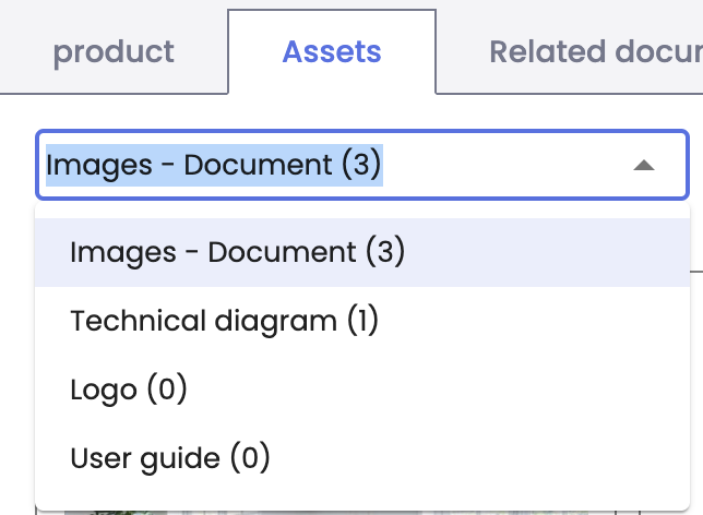 The number in parentheses indicates how many assets are already linked through this relation