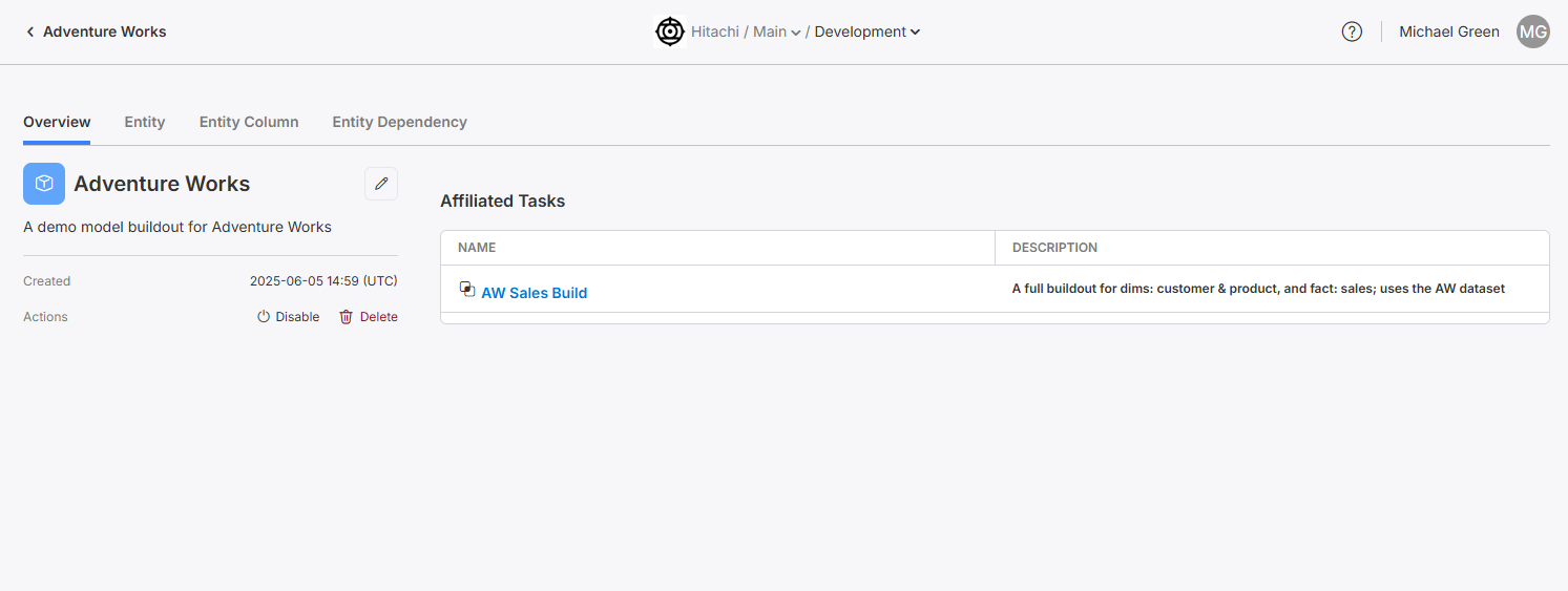 Click into a model to view its overview page.