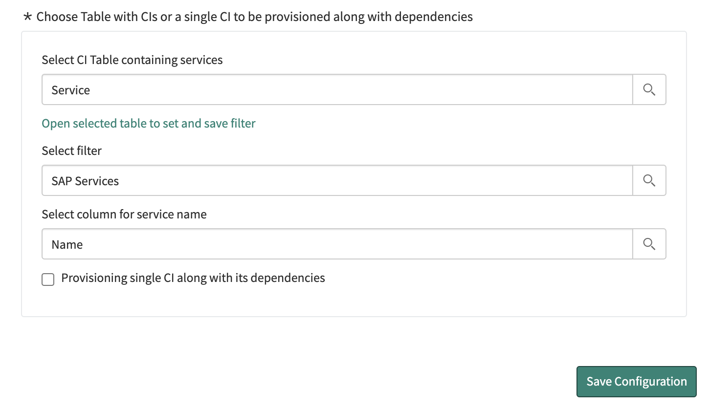 Select a filter list of CIs