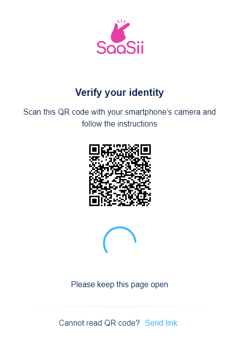 Document verification screen with QR code for smartphones
