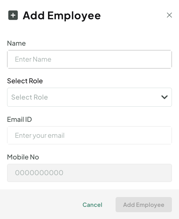 PayU Dashboard - The Add Employee pop-up page is displayed.