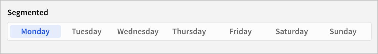 Segmented control showing preset weekday list options