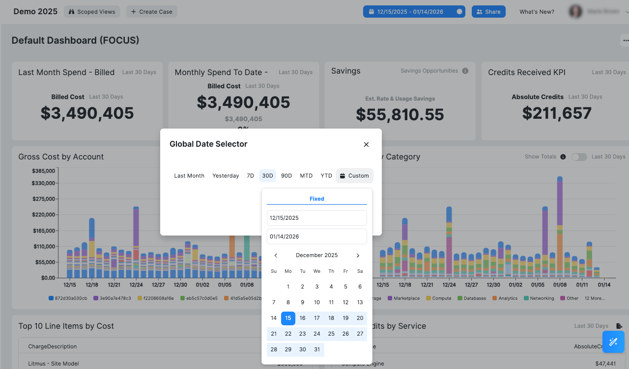 Set a custom date for the Global Date Selector