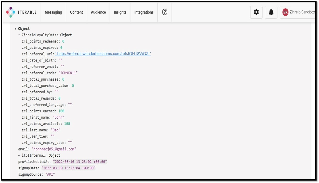 user fields in Iterable