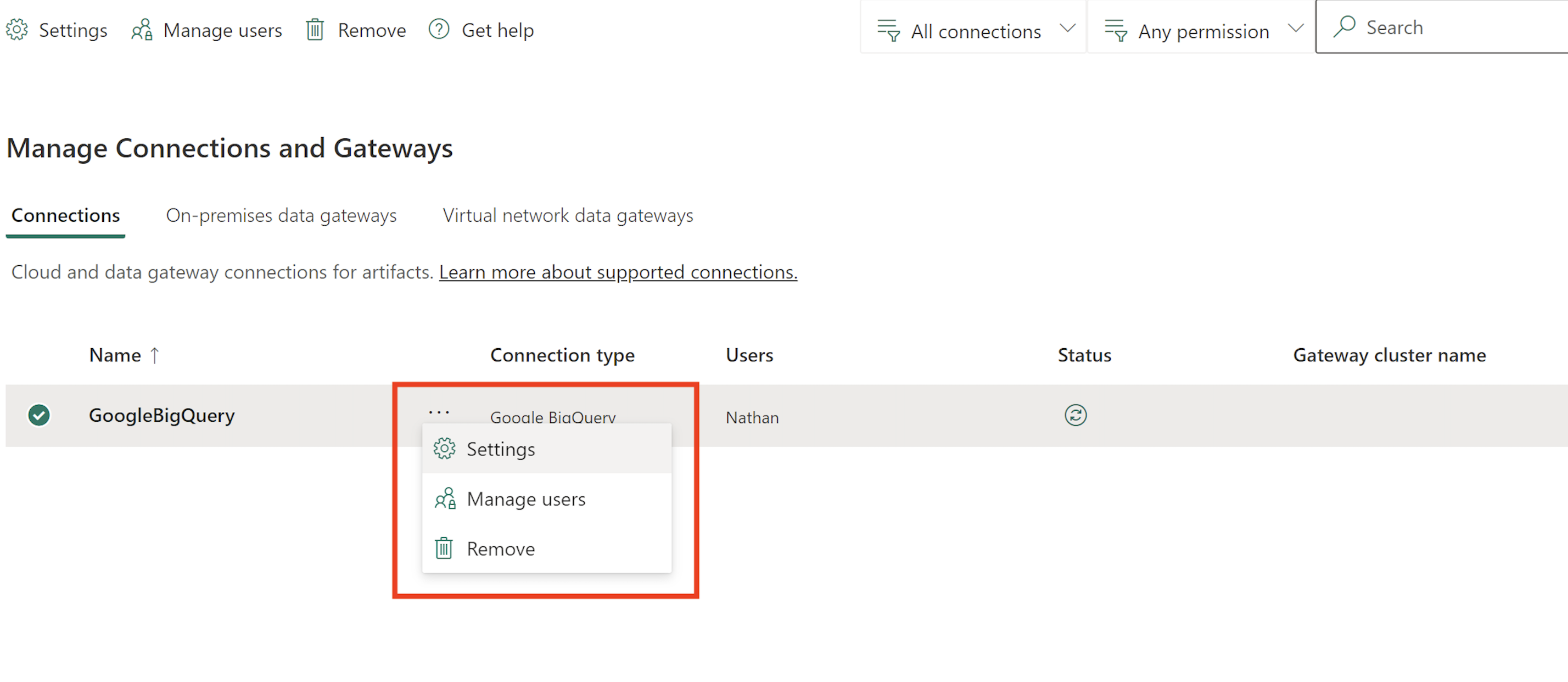 BI Link Settings Alt text