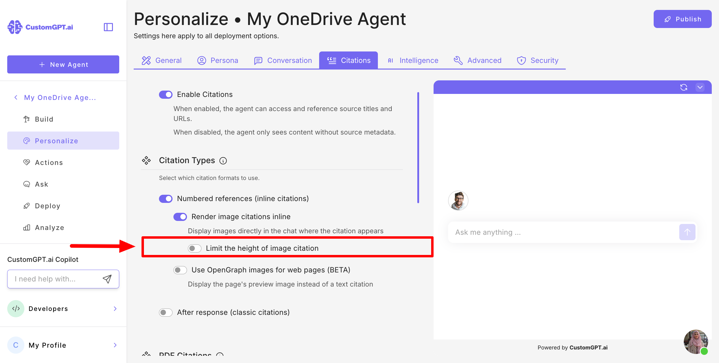 Step 2 - Limit height option