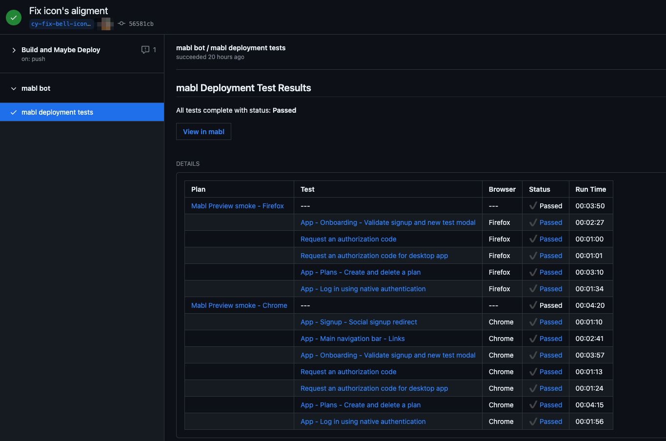 GitHub check details