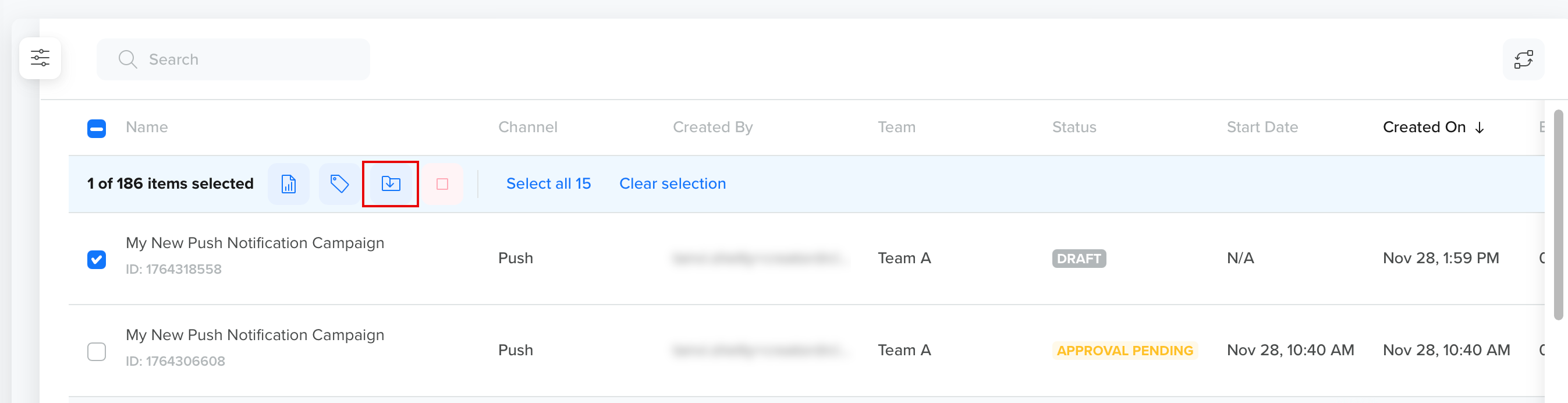 Archive Selected Campaigns
