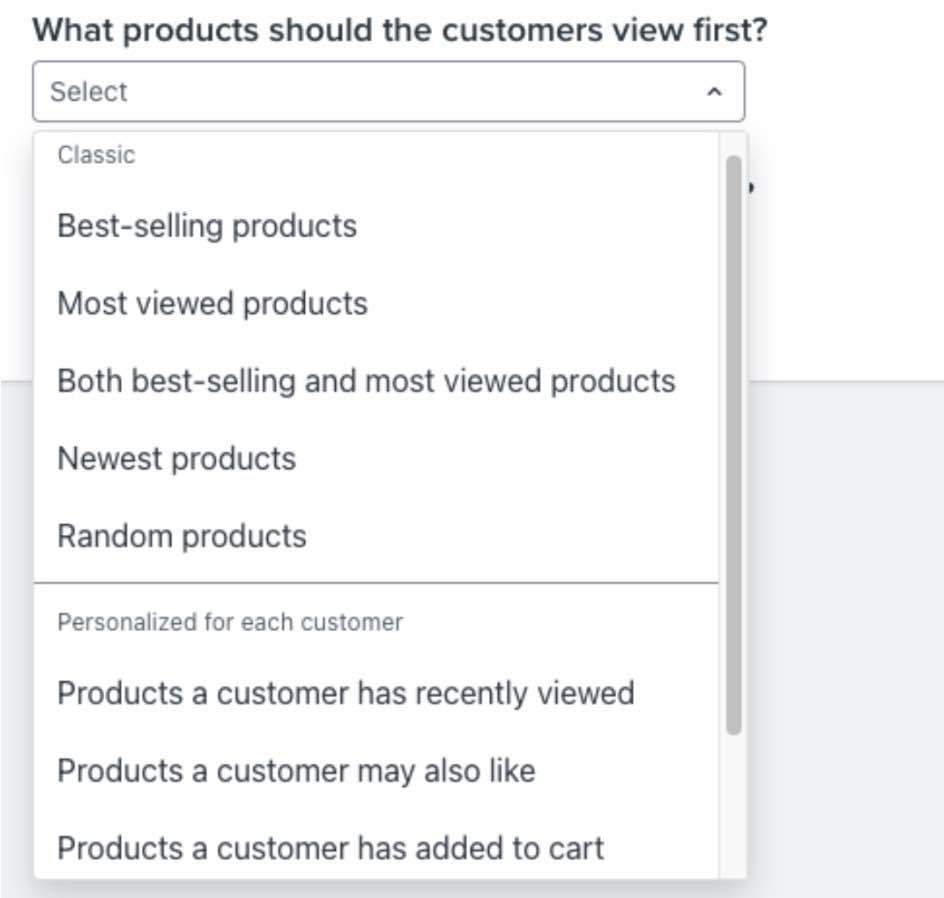 Product feed creation page in Klaviyo with dropdown showing feed configuration options
