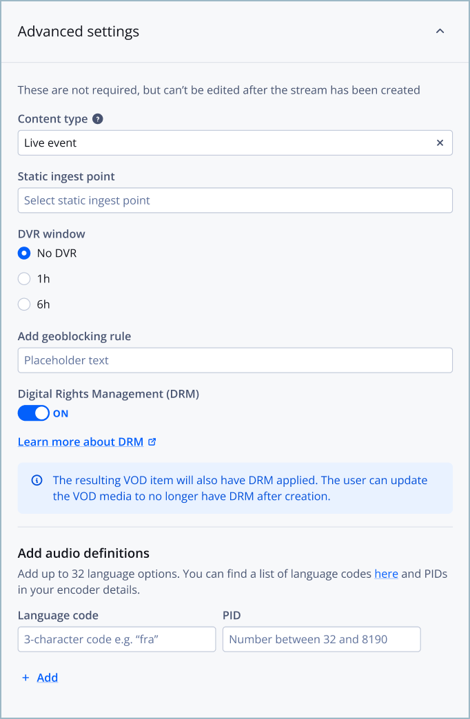 Advanced settings