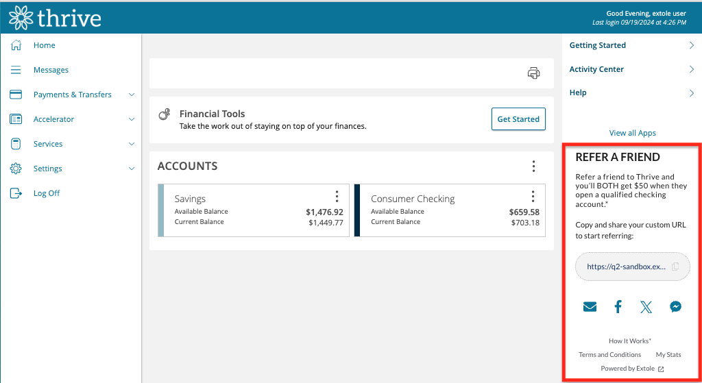 The desktop view of the embedded sharing experience.