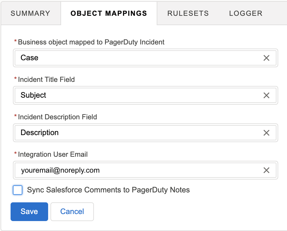 Example object mappings