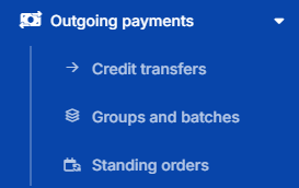 Navigation pane - sub pages by outgoing payment type