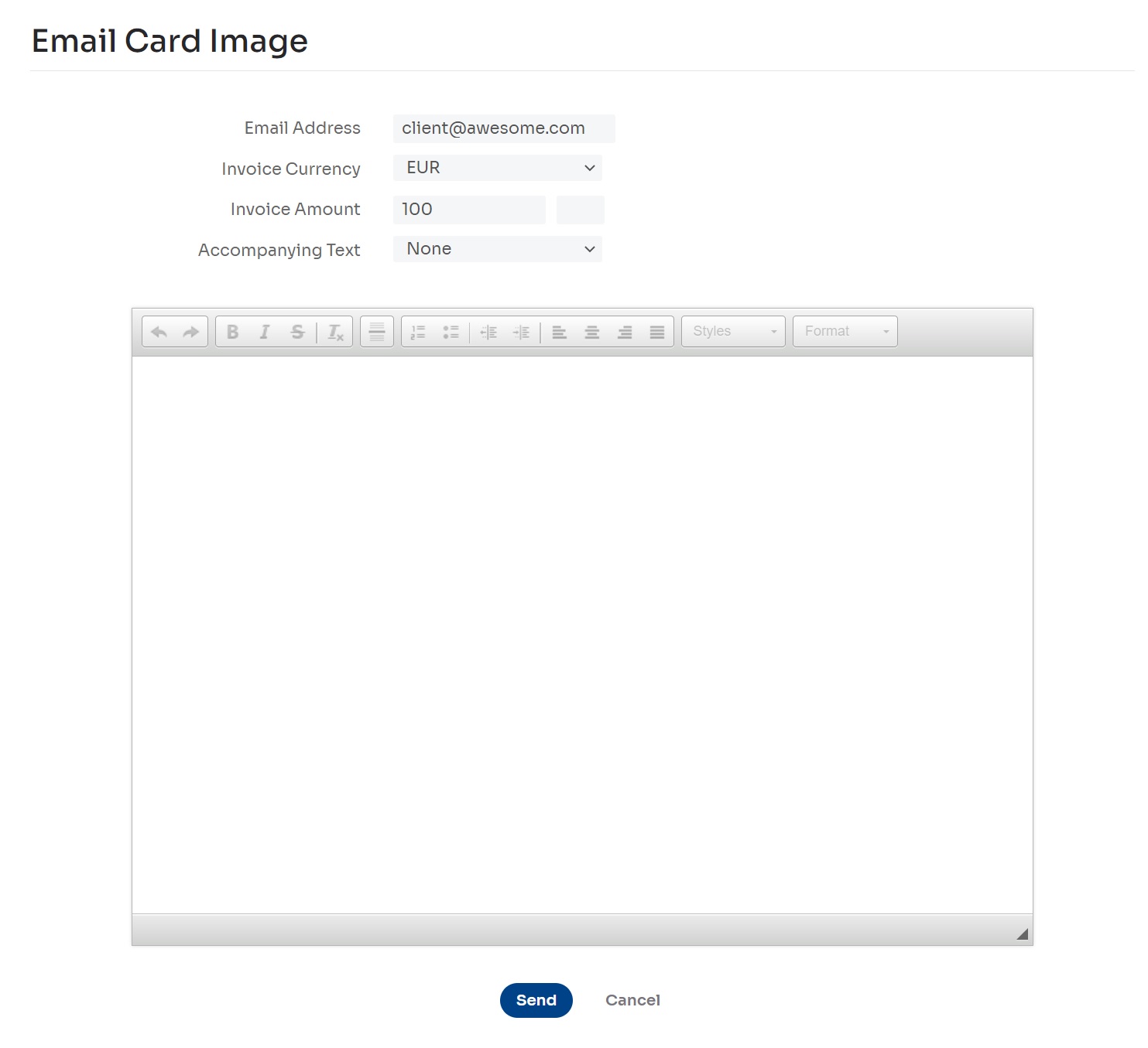 Figure 5: The Email Card Image page

