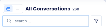 Screenshot of the Search field and the button for filtering conversations with unresad messages