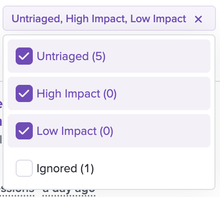 Triage status filter