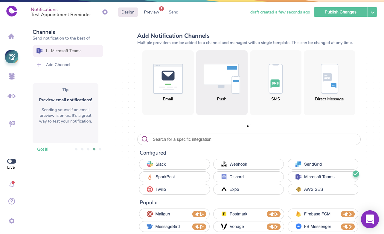 Notification Channel Selector with Microsoft Teams.png Notification Channel Selector with Microsoft Teams