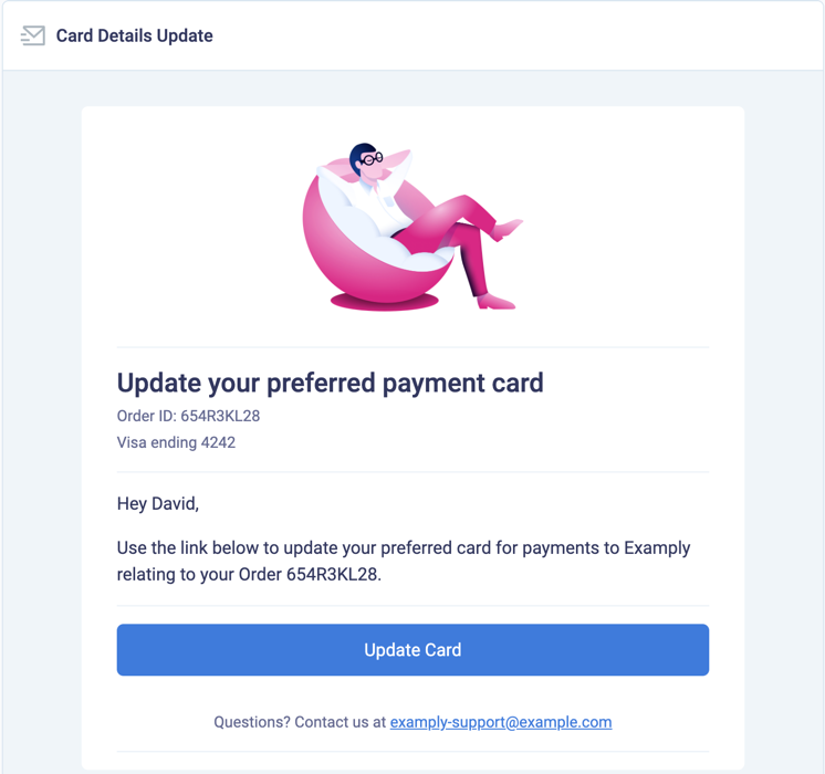 Example of the card details update email