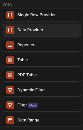 Add component: Data section