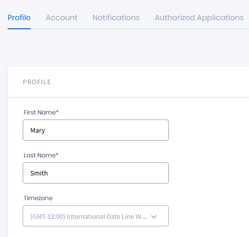 Screenshot of the Profile section