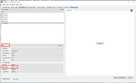 Figure 13. **Scene Editor** showing six surface graphics added for each cell density field