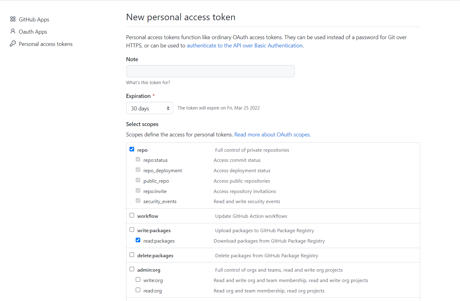 Personal Access token in GitHub