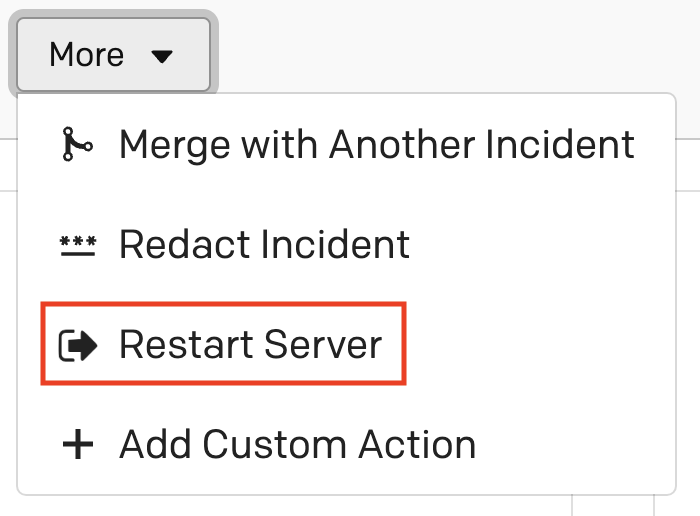 A screenshot of the PagerDuty web app showing how to execute a Custom Incident Action