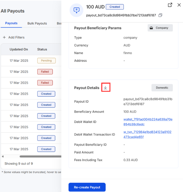 Payout Details