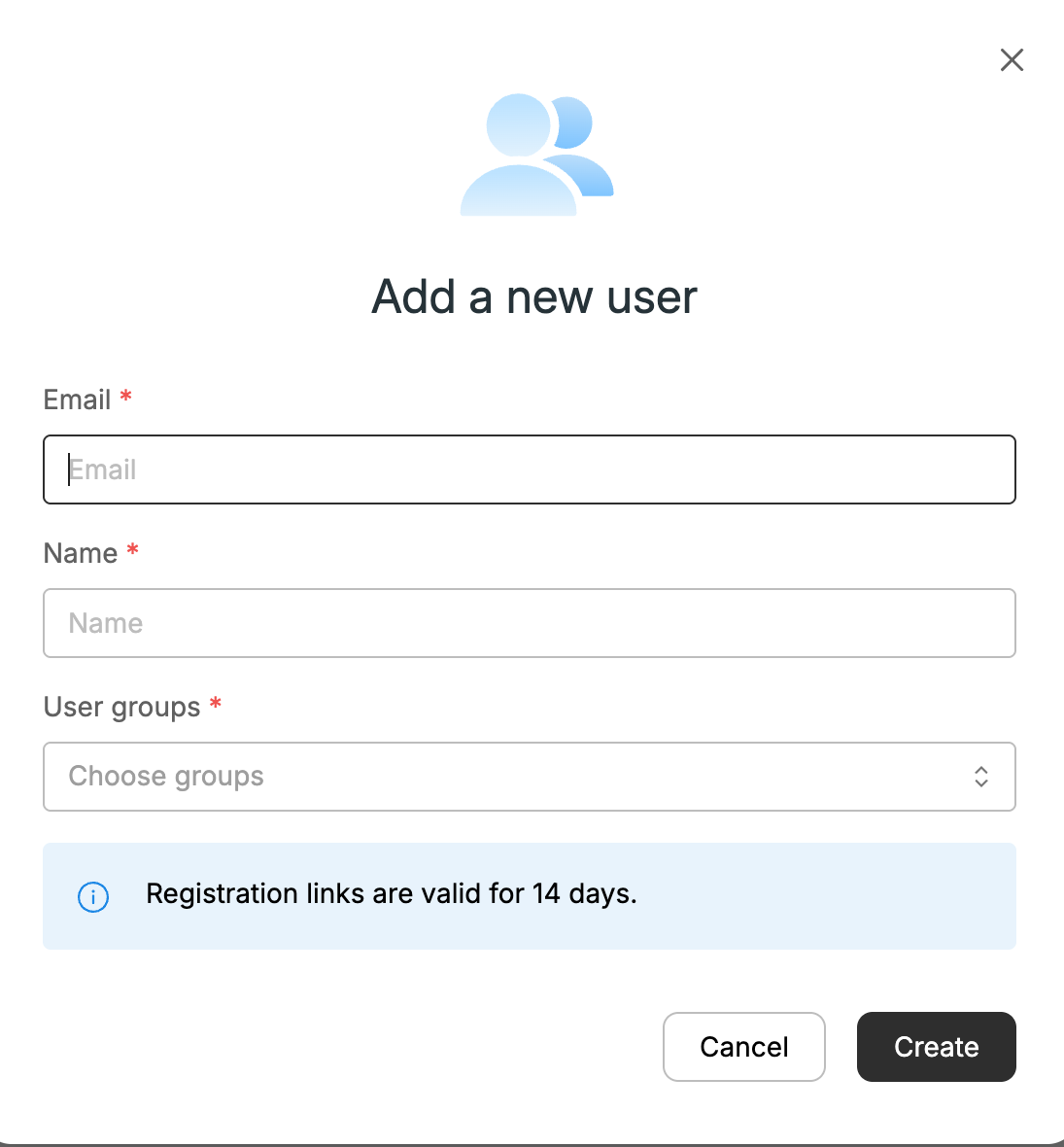 The Add a new user dialog.