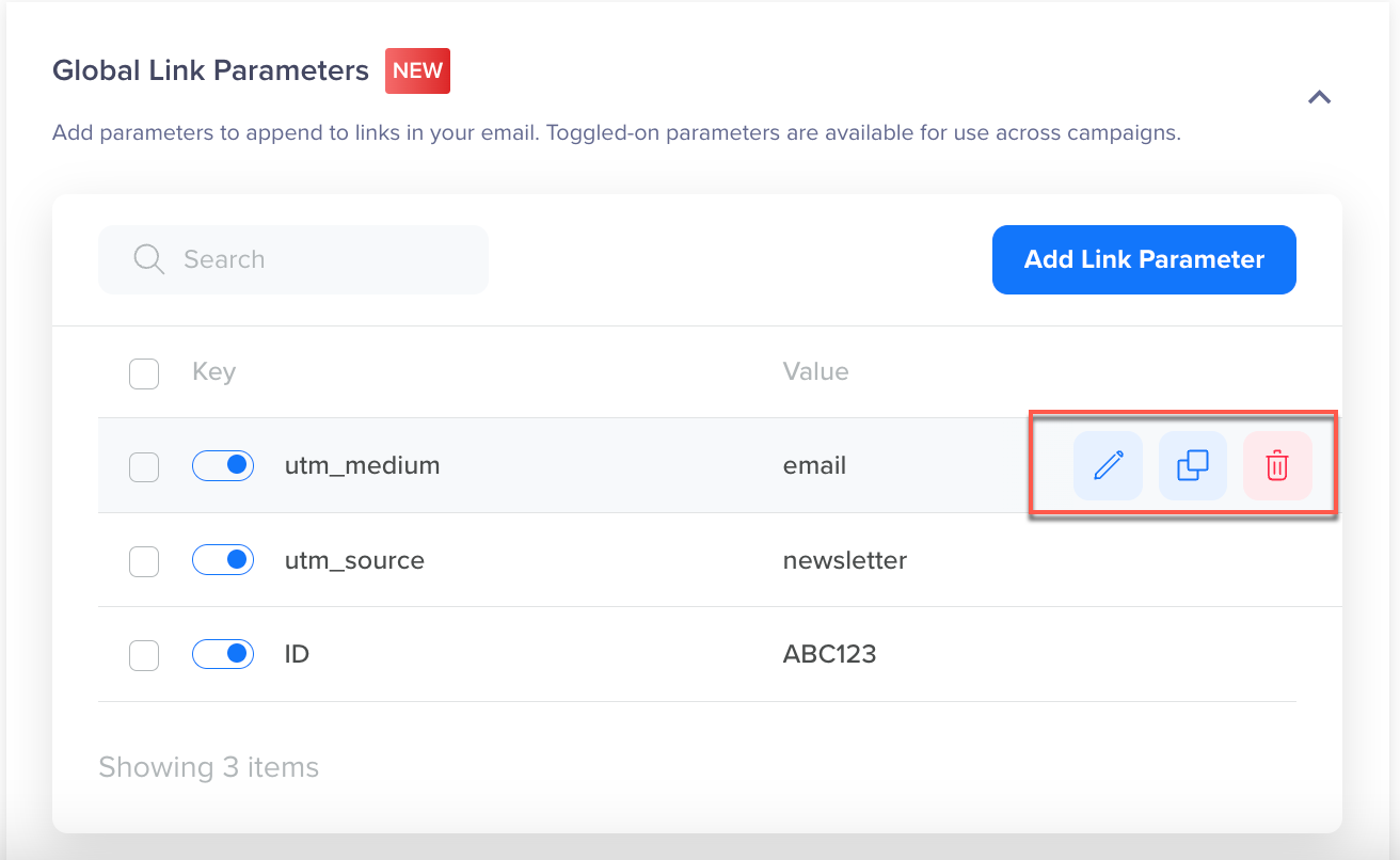 Global Link Parameters Navigations