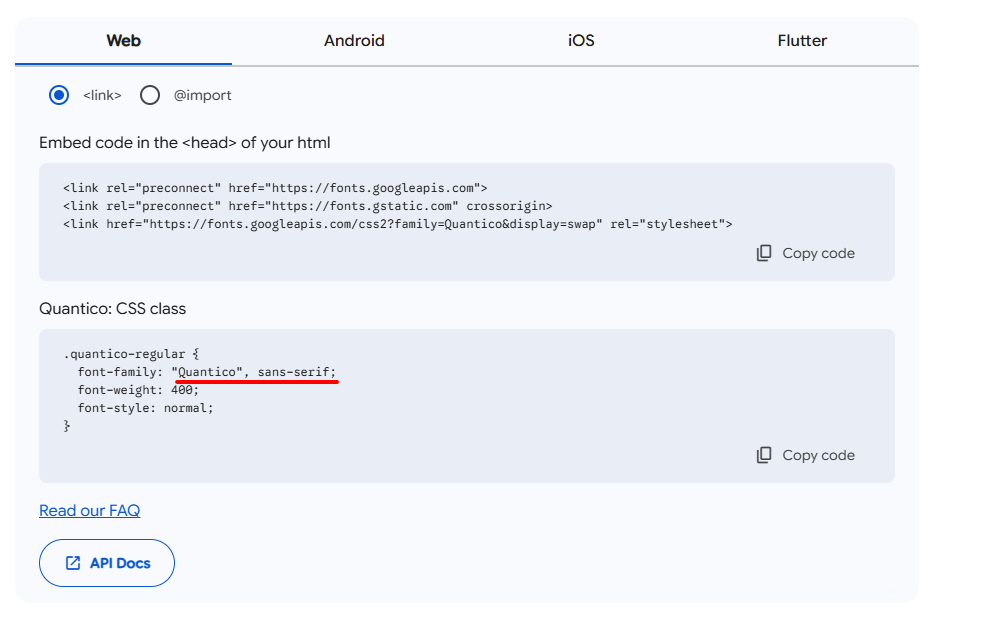 Copy Font Family Value