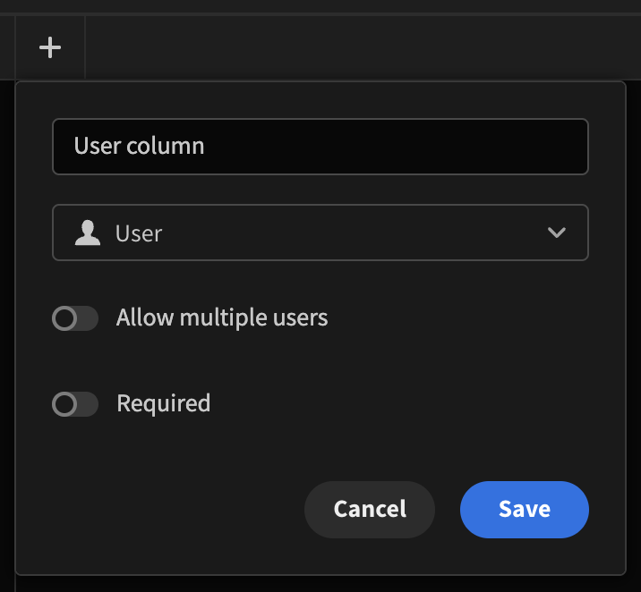 User column type