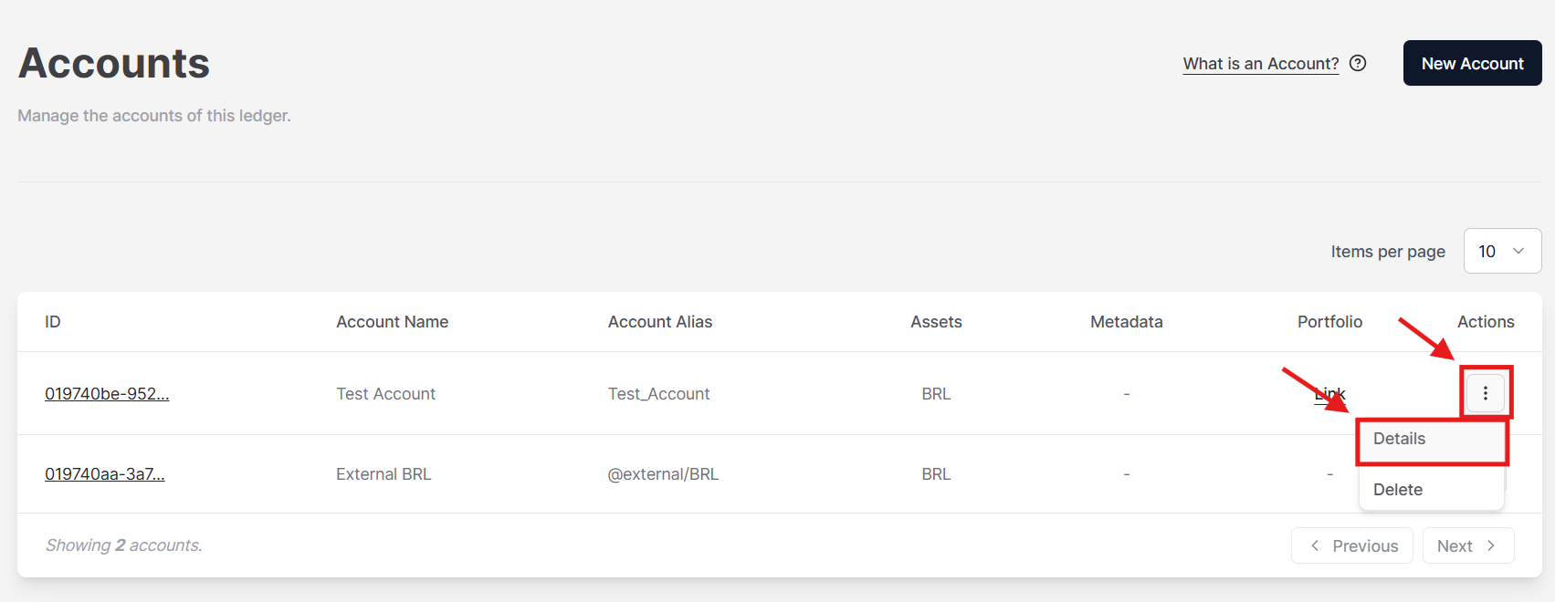 Figure 1. The option to edit an Account on the Actions menu.