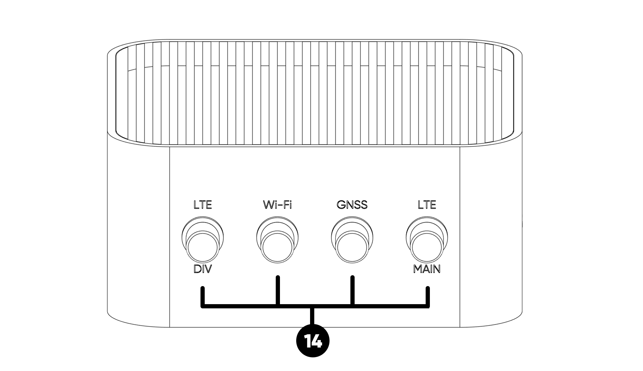ALPON X4 rear-panel SMA connectors with the four labeled antennas attached