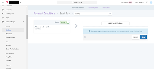 Image 13. Ecart Pay as an Active Provider