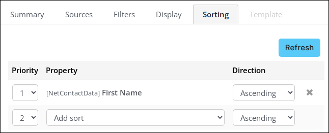 Sort on [NetContactData] First Name.