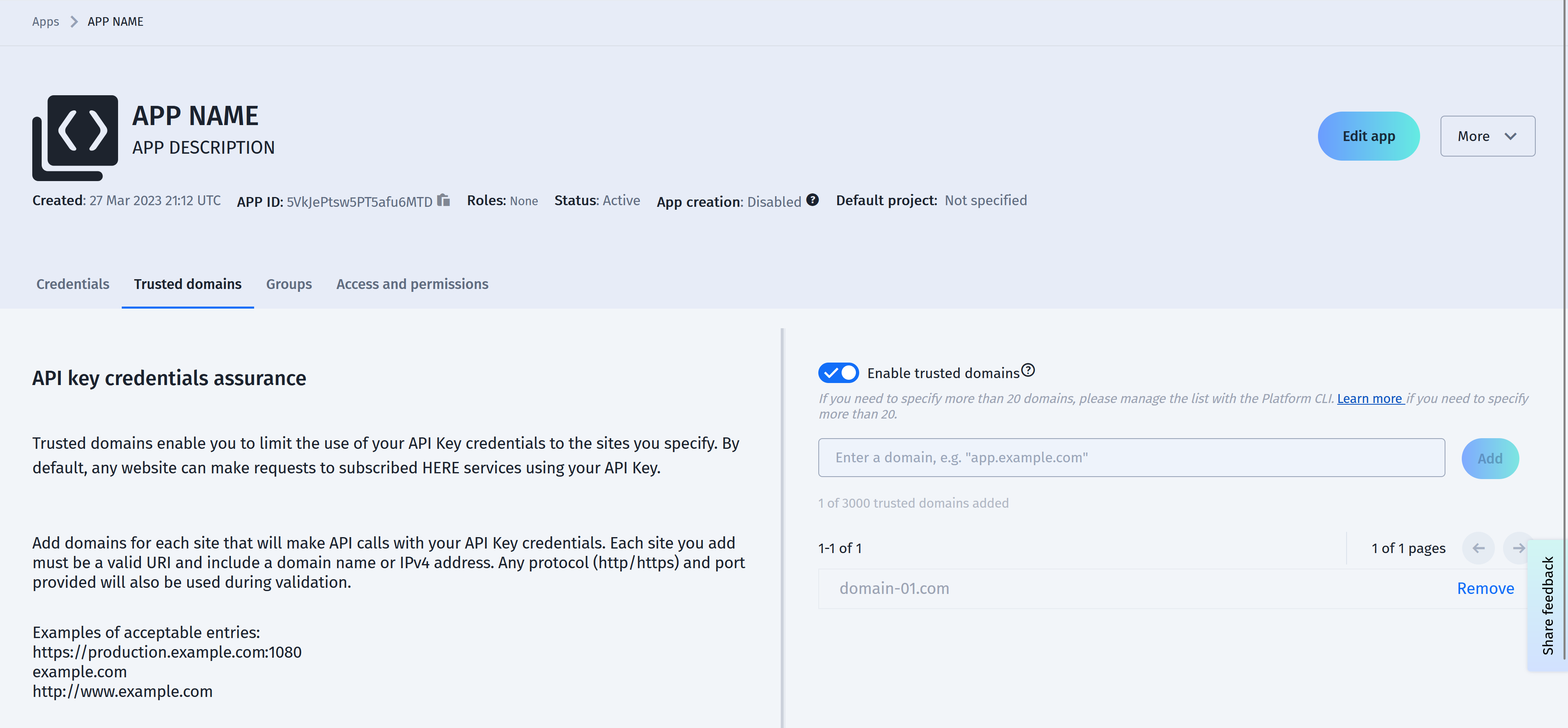 Enabling a trusted domain