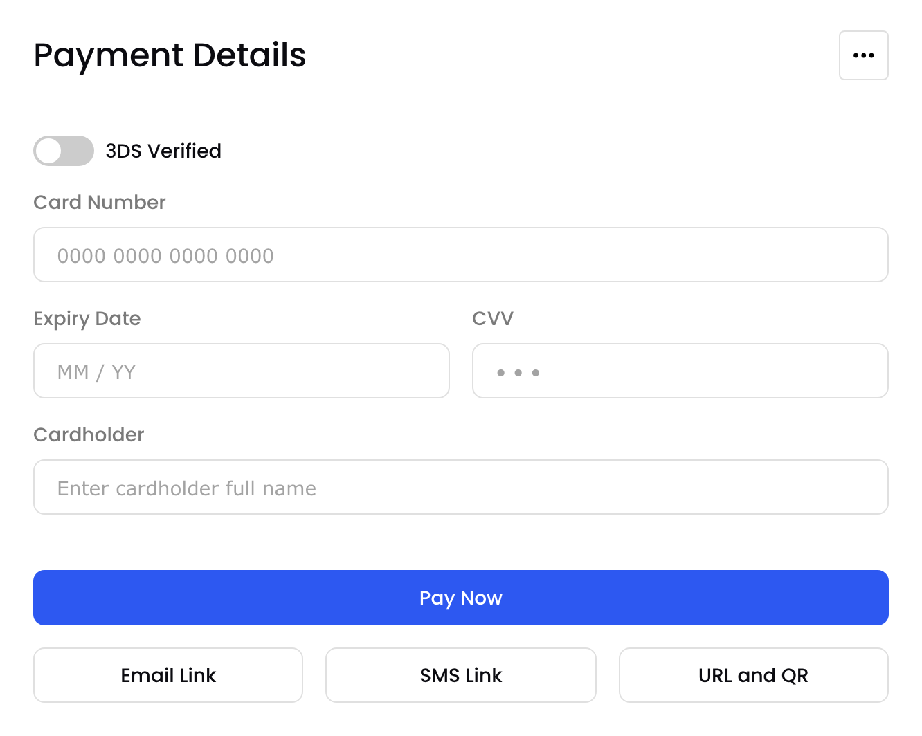 The virtual terminal with 3DS Verified off