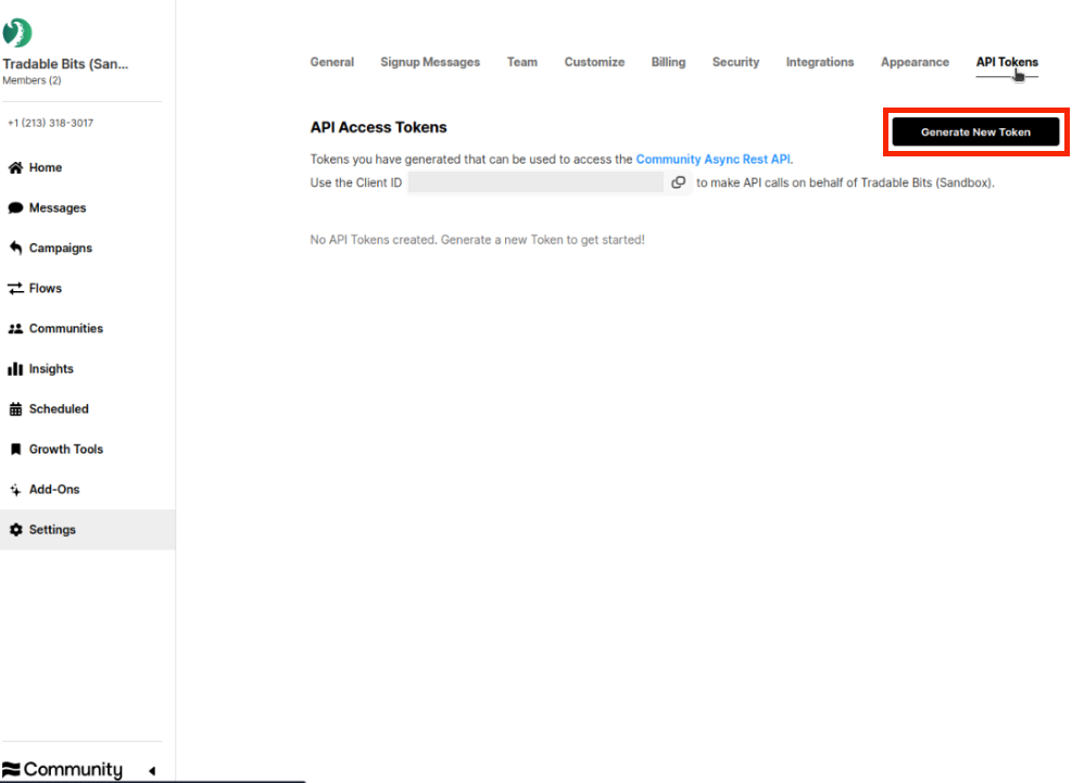 Be sure to take note of and secure your new Access Token somewhere secure as you will need it to complete the set up on the Tradable Bits side and you will not be able to view again.