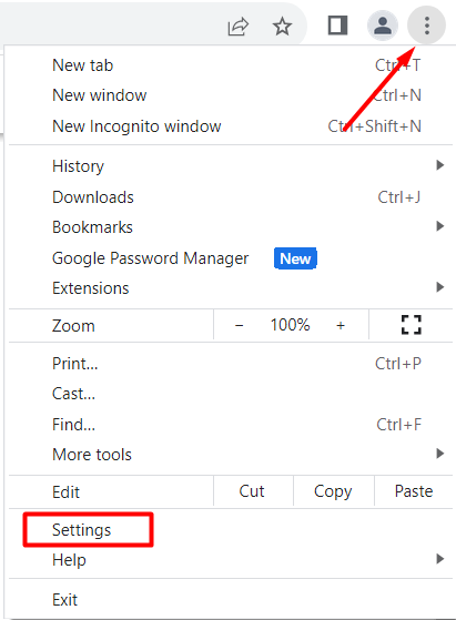 Open Chrome browser settings