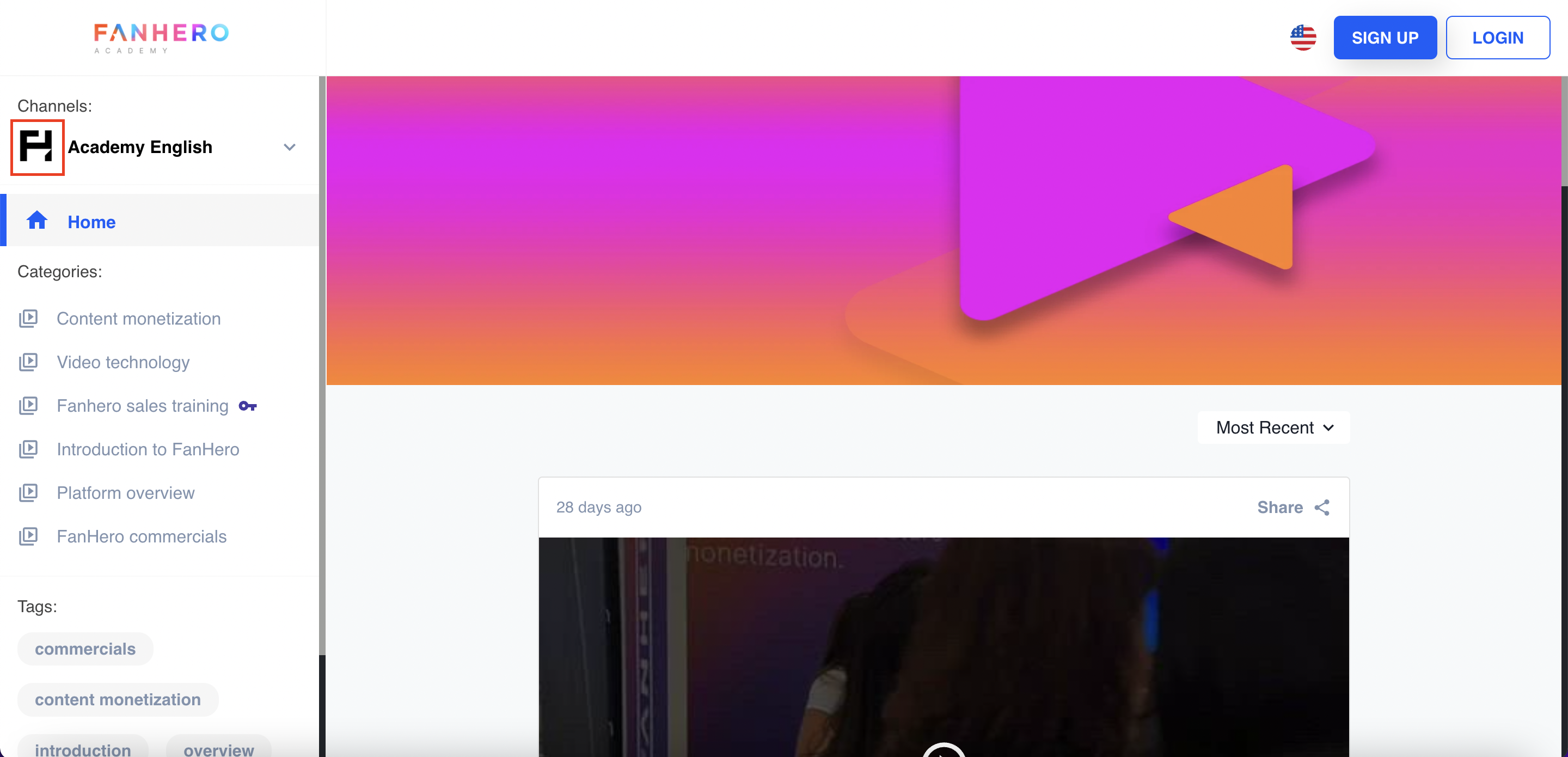 Example of the Channel icon displayed to users