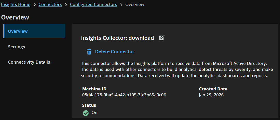 Connector overview page