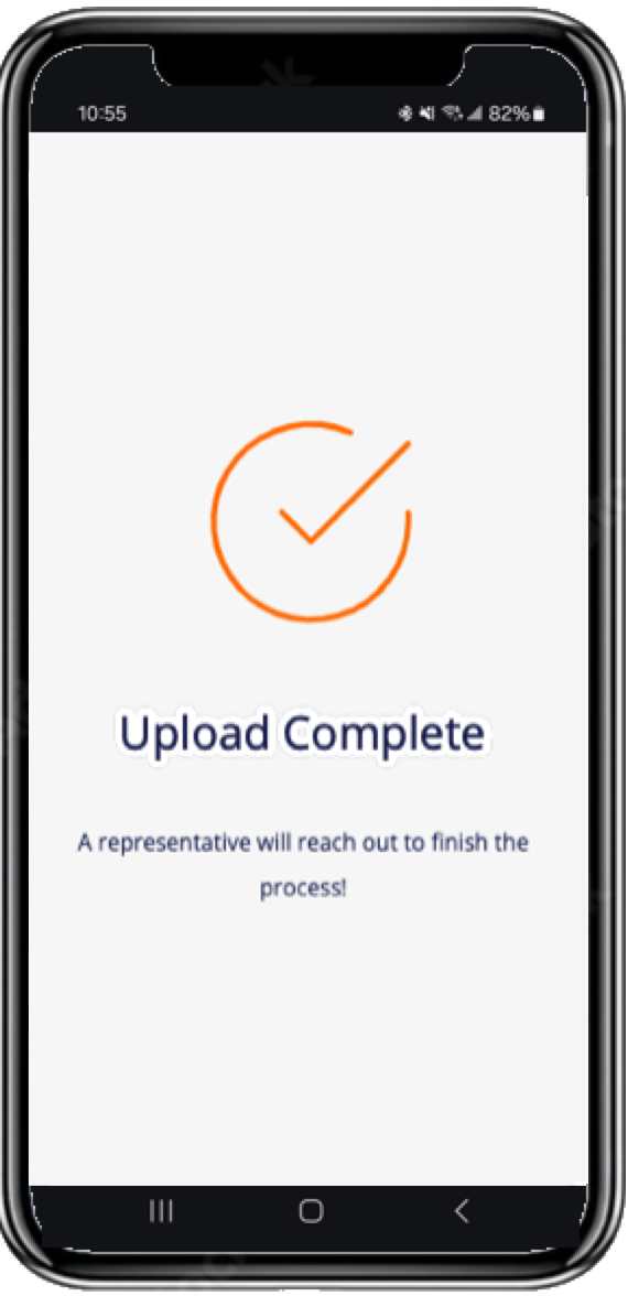 Confirmation Screen: Informs the consumer that the document upload process was completed successfully (DocV Web SDK only).