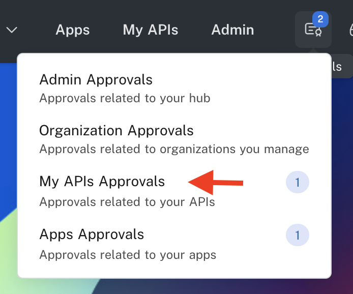 Accessing My APIs Approvals.