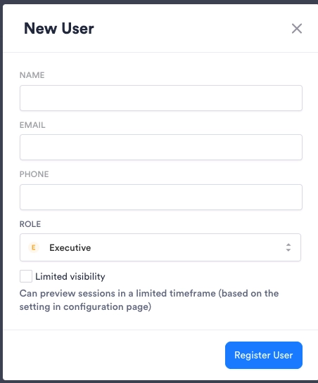 Fields for Name, Email, Phone, and Role.