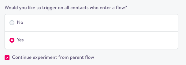 'Continue branching / experiment from parent flow' will keep contacts within the variants from the preceding flow.