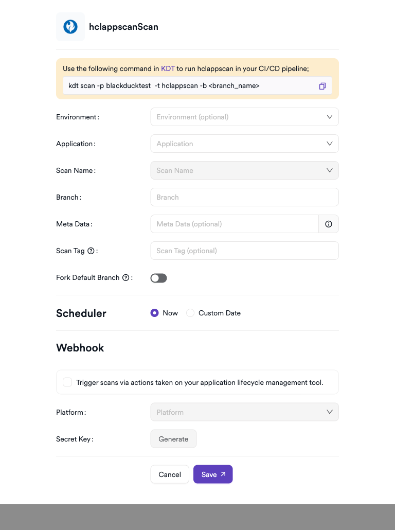 HCL AppScan Enterprise scan creation